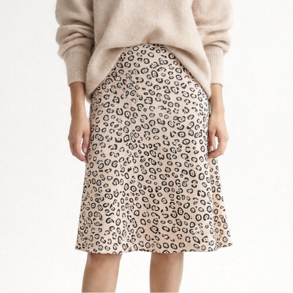 Altuzarra Leopard Print Silk A-Line Midi Skirt size 4